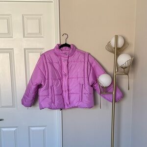 Women’s Convertible Purple Puffer Vest Jacket